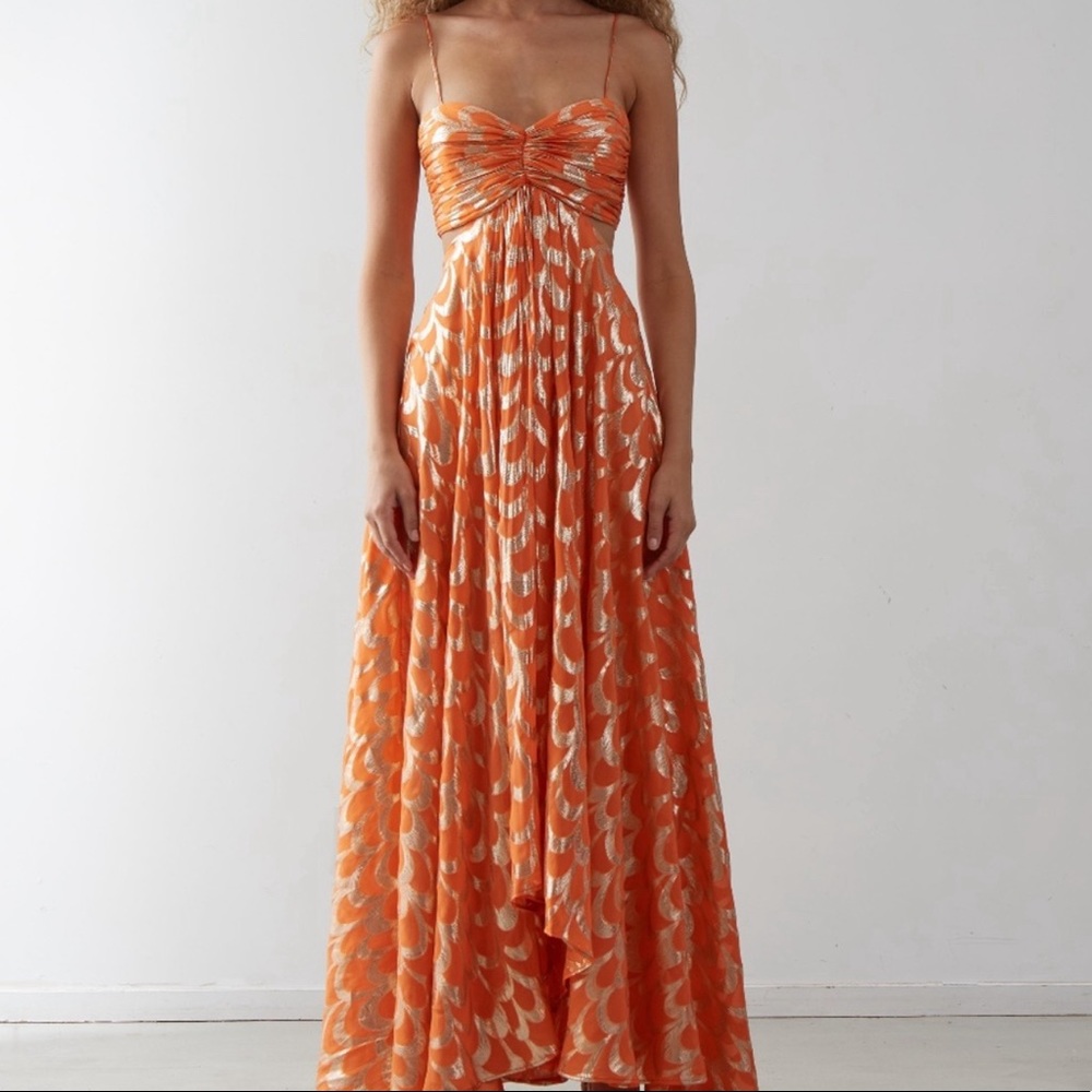 MAJOR ISO- Adele Pleated Silk Cut-Out Dress